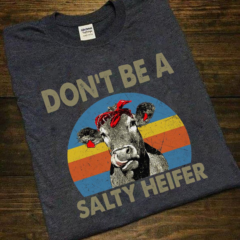 Dont Be A Salty Heifer Retro Vintage Womens T-Shirt Size S-5XL